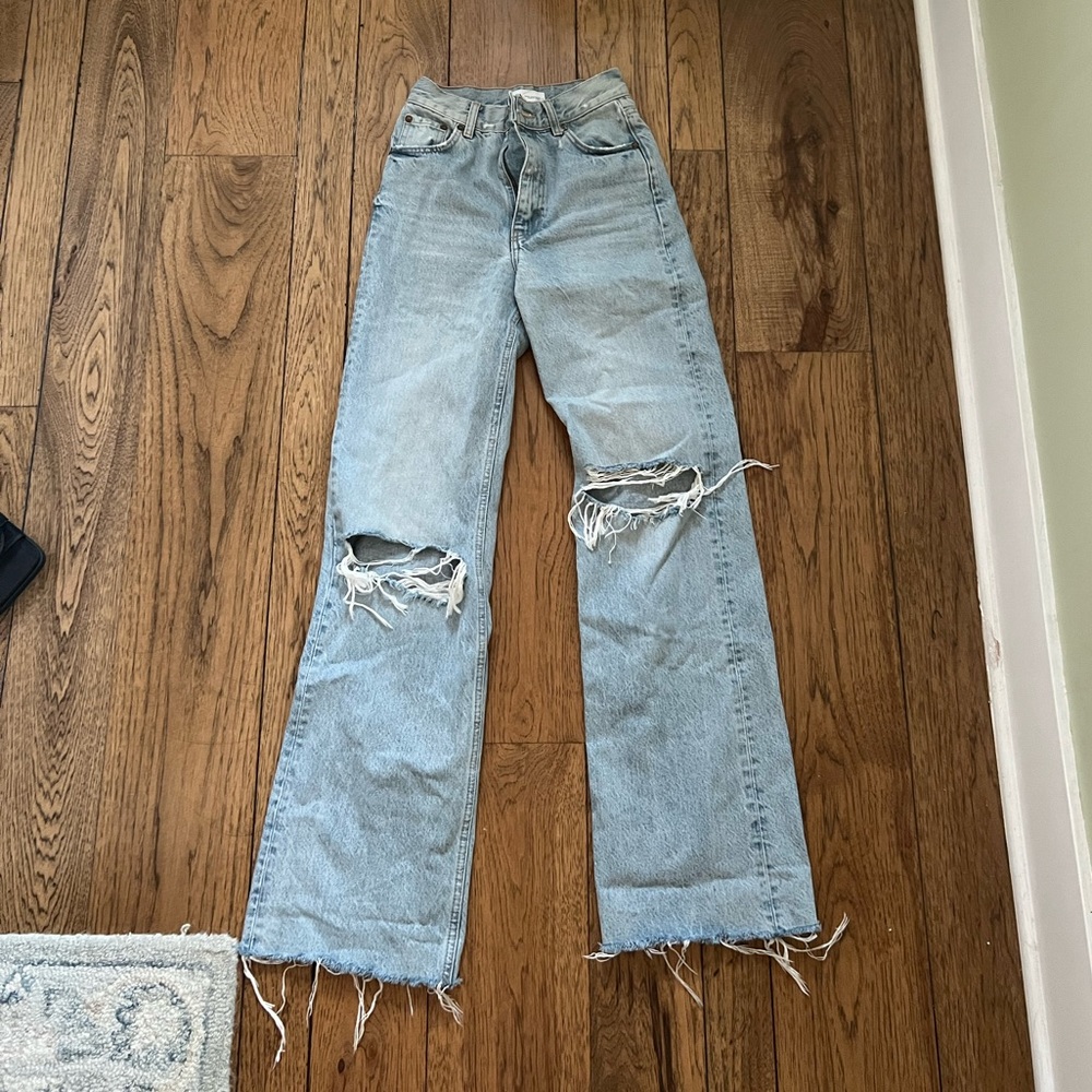 Viral Zara ripped wide leg jeans
